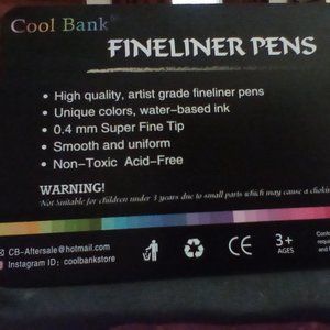 COOl BANKS /72 pc set. fine liner pens for children or adults .